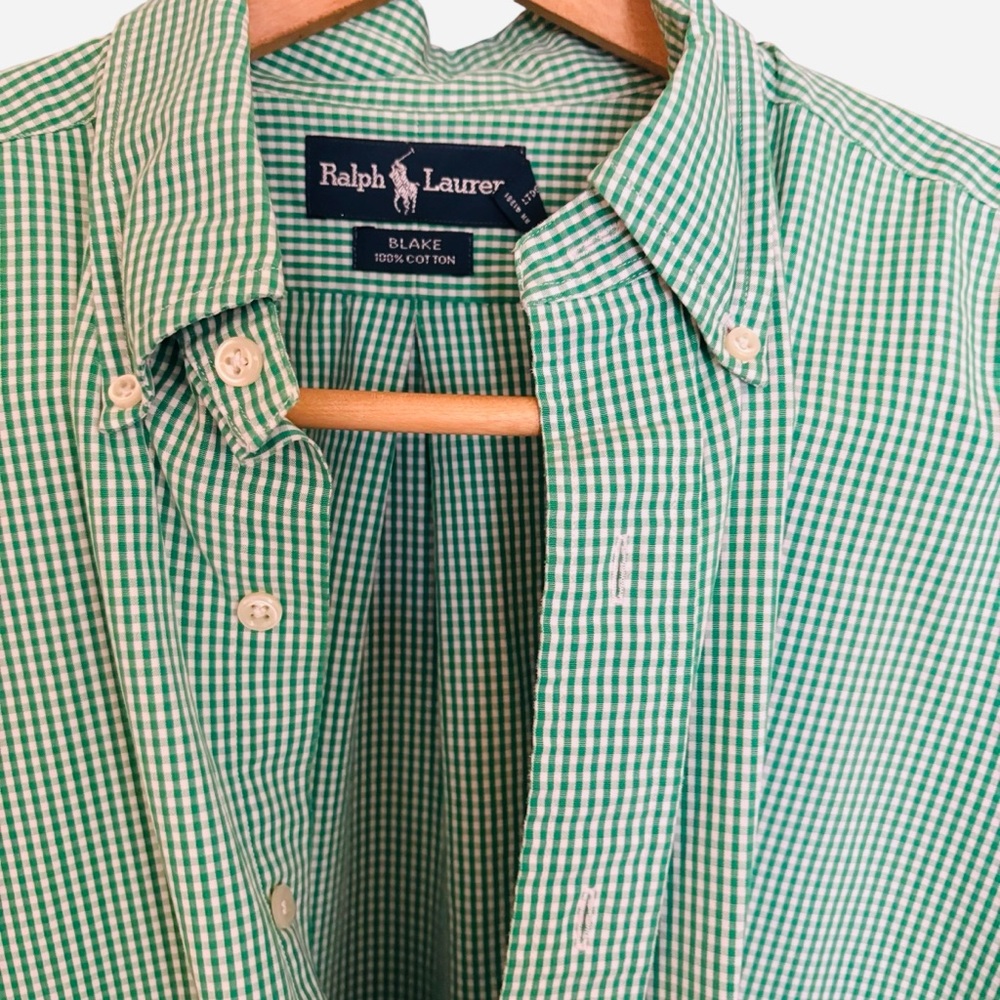 Polo Ralph Lauren Blake, green check long sleeve shirt large - Picture 9 of 9